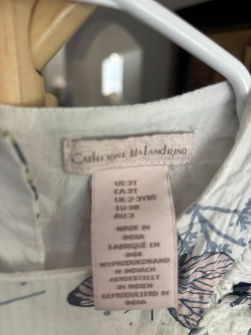 Catherine Malandrino Butterfly Print Gauze Flutter Sleeve Tiered Dress Girls 3T - Picture 3 of 7